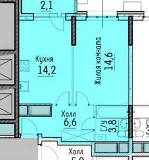 1-к квартира, вторичка, 41м2, 13/22 этаж