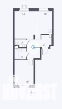 1-к квартира, вторичка, 52м2, 16/17 этаж