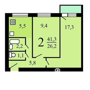2-к квартира, вторичка, 44м2, 3/9 этаж