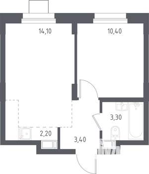 1-к квартира, строящийся дом, 34м2, 17/17 этаж