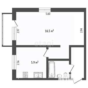 1-к квартира, вторичка, 31м2, 4/5 этаж
