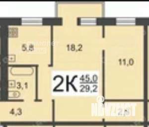 2-к квартира, вторичка, 45м2, 5/5 этаж