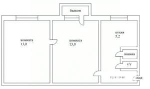 2-к квартира, вторичка, 38м2, 5/5 этаж
