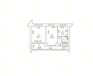 2-к квартира, вторичка, 60м2, 1/5 этаж