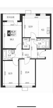 4-к квартира, вторичка, 85м2, 14/25 этаж