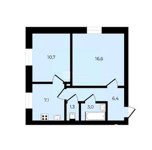 2-к квартира, вторичка, 45м2, 3/3 этаж