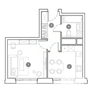 1-к квартира, строящийся дом, 33м2, 22/25 этаж