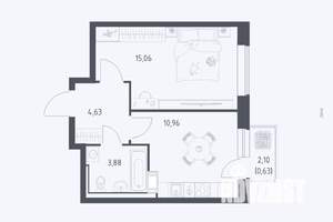 1-к квартира, сданный дом, 35м2, 17/17 этаж