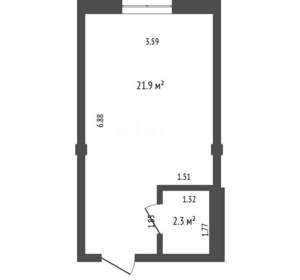 Студия квартира, вторичка, 24м2, 1/3 этаж