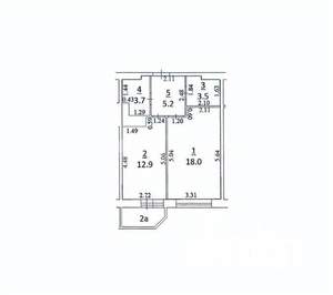 1-к квартира, вторичка, 43м2, 8/22 этаж