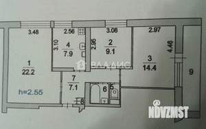 3-к квартира, вторичка, 64м2, 16/16 этаж