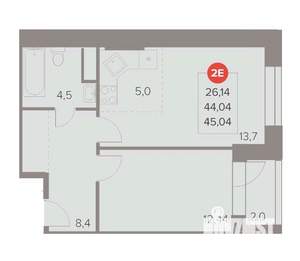 2-к квартира, вторичка, 45м2, 10/22 этаж