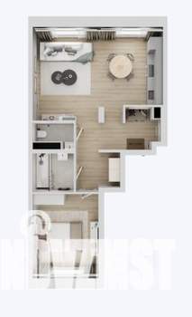 1-к квартира, вторичка, 52м2, 16/17 этаж