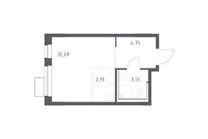 Студия квартира, строящийся дом, 23м2, 5/8 этаж