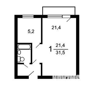 1-к квартира, вторичка, 28м2, 6/12 этаж