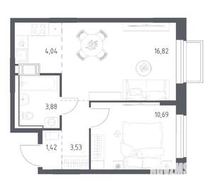1-к квартира, вторичка, 40м2, 16/17 этаж