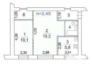 2-к квартира, вторичка, 42м2, 1/3 этаж