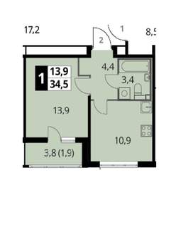 1-к квартира, вторичка, 32м2, 10/24 этаж