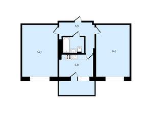 2-к квартира, вторичка, 44м2, 2/5 этаж
