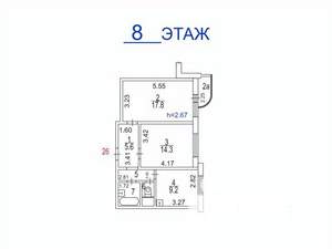 2-к квартира, вторичка, 54м2, 8/17 этаж