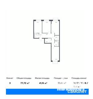 3-к квартира, вторичка, 78м2, 17/17 этаж