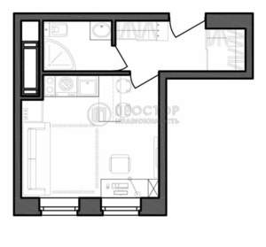 Студия квартира, вторичка, 20м2, 9/25 этаж