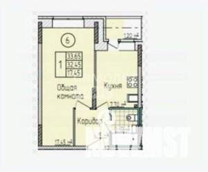 1-к квартира, вторичка, 32м2, 3/3 этаж