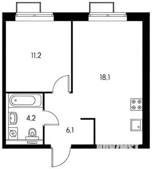 1-к квартира, вторичка, 40м2, 15/17 этаж