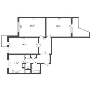 3-к квартира, вторичка, 78м2, 17/17 этаж