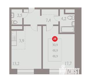 2-к квартира, вторичка, 49м2, 2/22 этаж