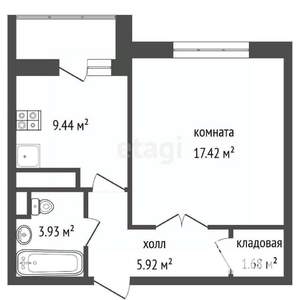 1-к квартира, вторичка, 40м2, 5/22 этаж