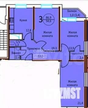 3-к квартира, вторичка, 86м2, 7/15 этаж