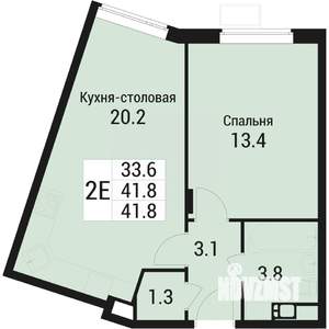 2-к квартира, вторичка, 42м2, 5/5 этаж