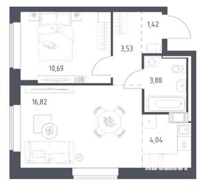 1-к квартира, вторичка, 40м2, 3/17 этаж