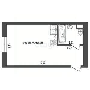 Студия квартира, вторичка, 17м2, 2/3 этаж