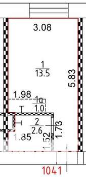 Студия квартира, вторичка, 17м2, 1/4 этаж