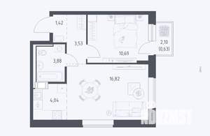 1-к квартира, вторичка, 41м2, 17/17 этаж