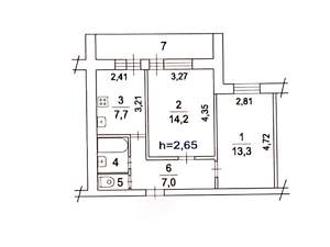 2-к квартира, вторичка, 54м2, 9/9 этаж