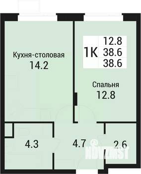 1-к квартира, вторичка, 39м2, 1/5 этаж