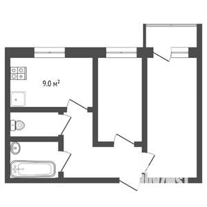 2-к квартира, вторичка, 53м2, 8/9 этаж