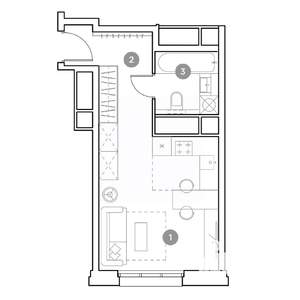 Студия квартира, вторичка, 27м2, 21/25 этаж