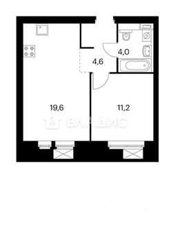 1-к квартира, вторичка, 39м2, 11/25 этаж