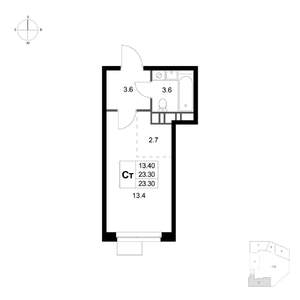 Студия квартира, вторичка, 23м2, 6/7 этаж