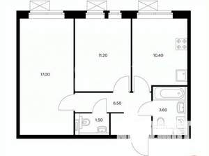 2-к квартира, вторичка, 50м2, 2/25 этаж