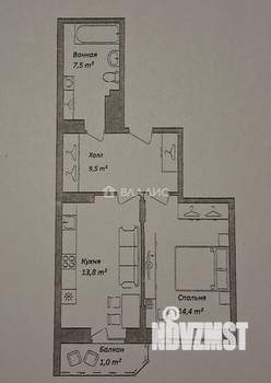1-к квартира, вторичка, 45м2, 5/17 этаж