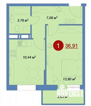1-к квартира, вторичка, 37м2, 8/17 этаж