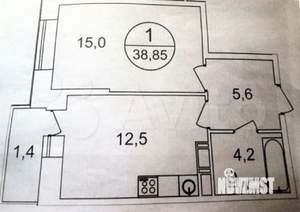 1-к квартира, сданный дом, 39м2, 4/18 этаж