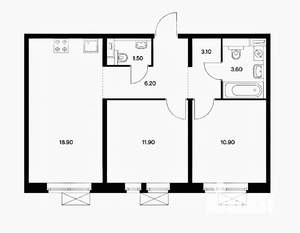2-к квартира, вторичка, 56м2, 5/26 этаж