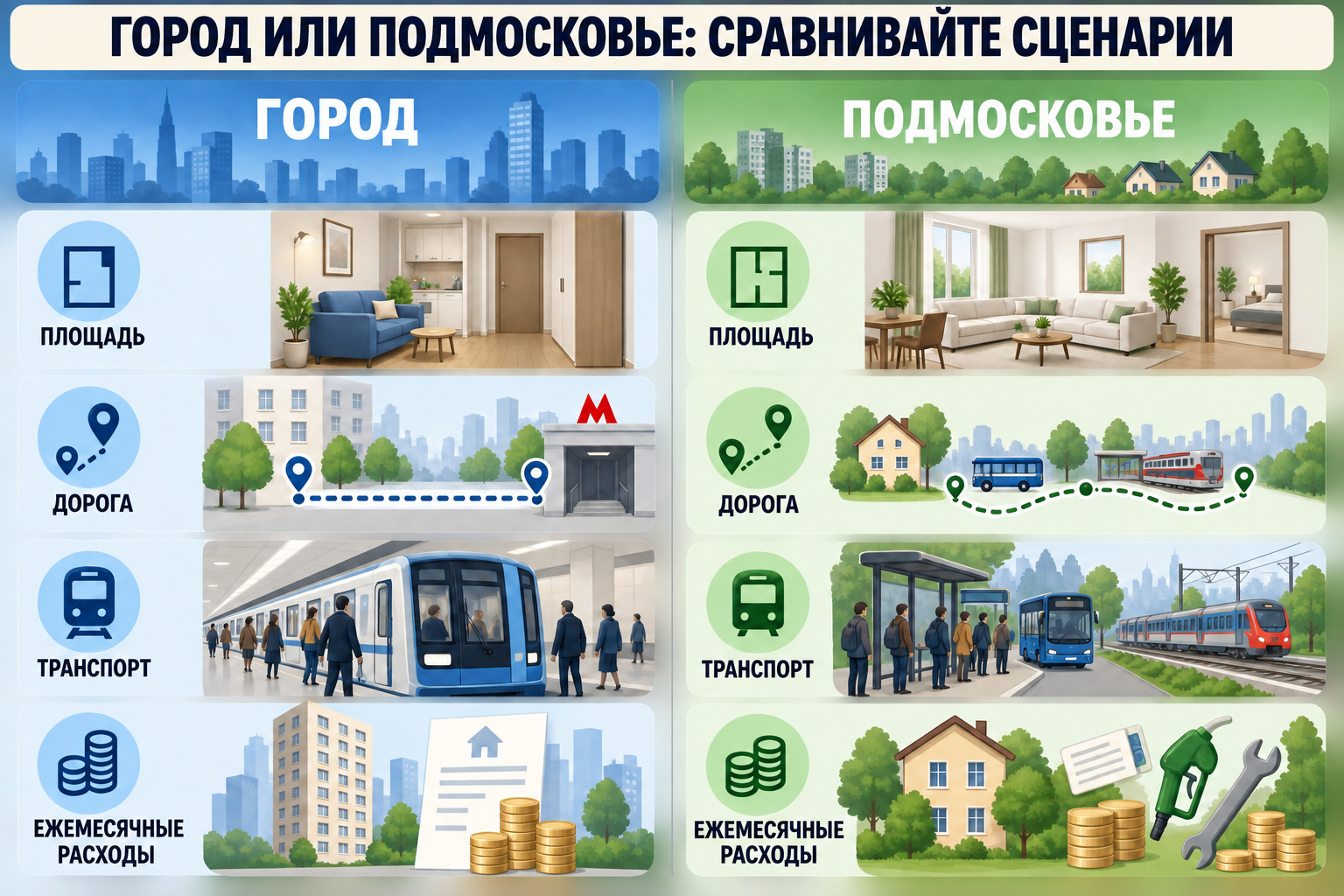 Город или Подмосковье: разные сценарии